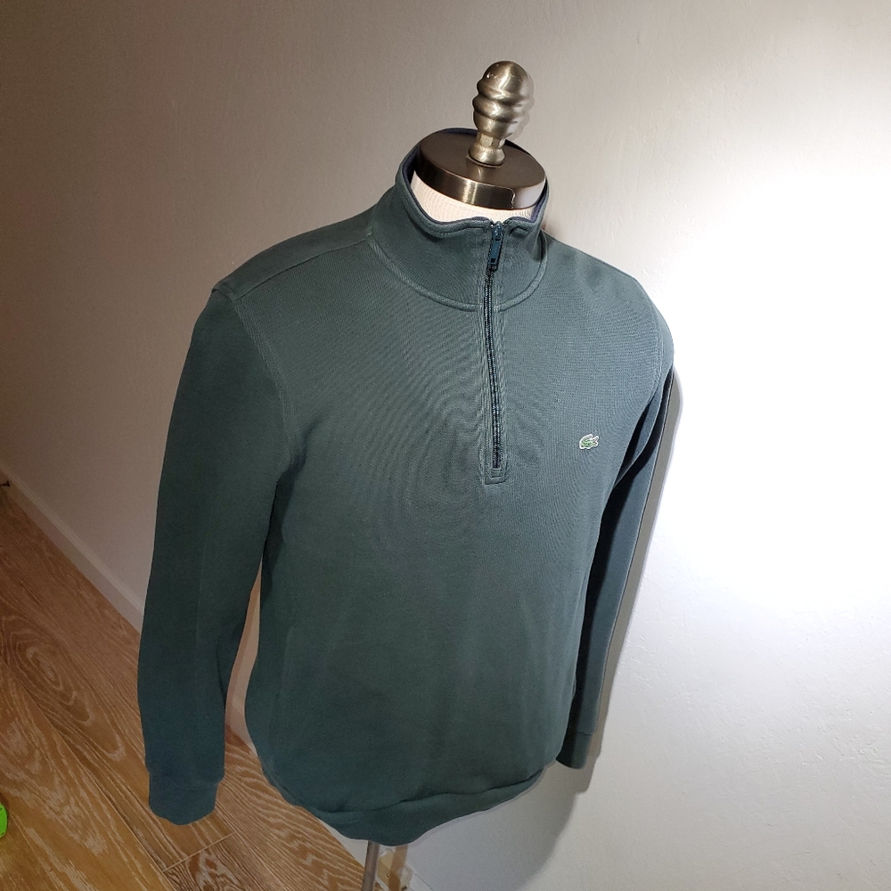 Green Lacoste Large Zipper Pullover
